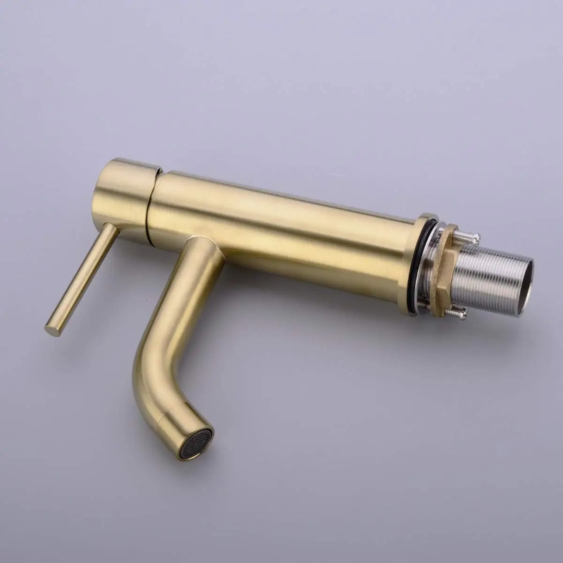 Brushed Gold Bathroom Sink Faucet Single Handle Hot and Cold Basin Mixer Tap