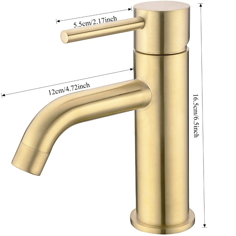 Brushed Gold Bathroom Sink Faucet Single Handle Hot and Cold Basin Mixer Tap