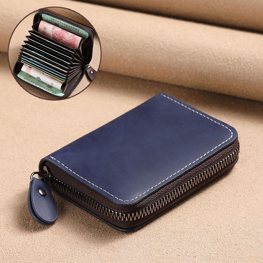 RFID Blocking Passport Wallet Zip Card Holder in PU Leather