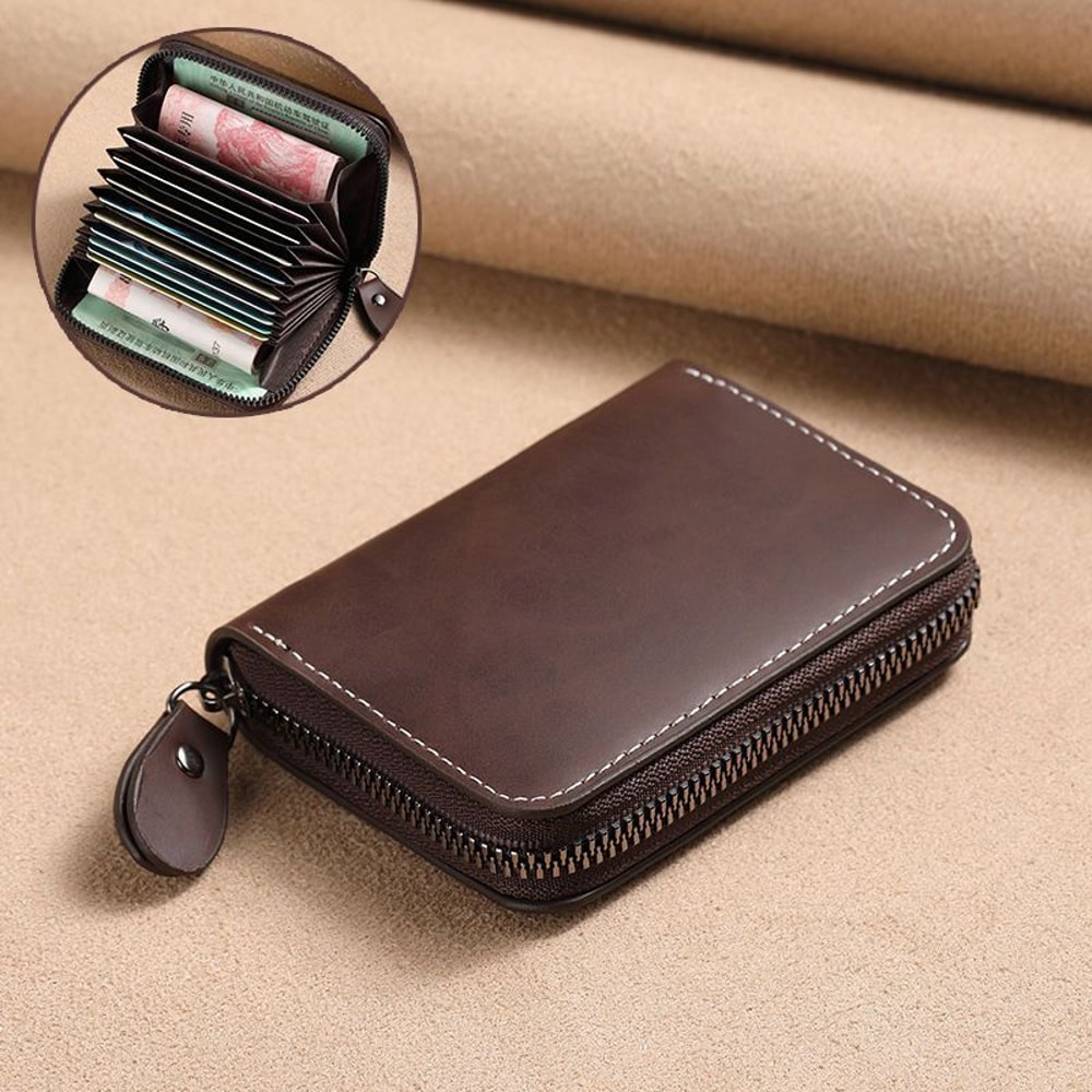 RFID Blocking Passport Wallet Zip Card Holder in PU Leather