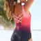 Cross Back Printed Plus Size One Piece Swimsuit For Women 2