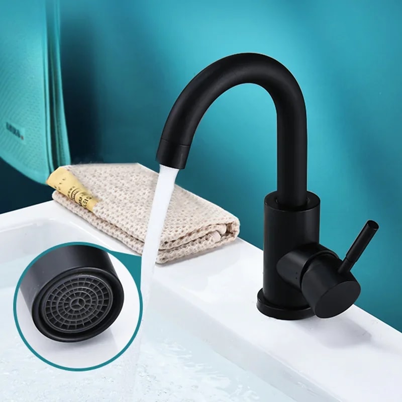 Modern Tall Vessel Sink Faucet In Black Or Silver Stainless Steel 3