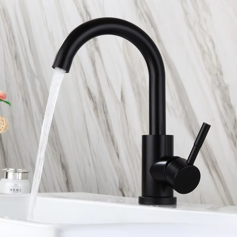 Modern Tall Vessel Sink Faucet In Black Or Silver Stainless Steel 6