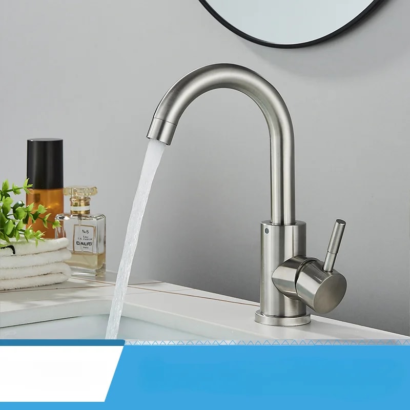 Modern Tall Vessel Sink Faucet In Black Or Silver Stainless Steel 5