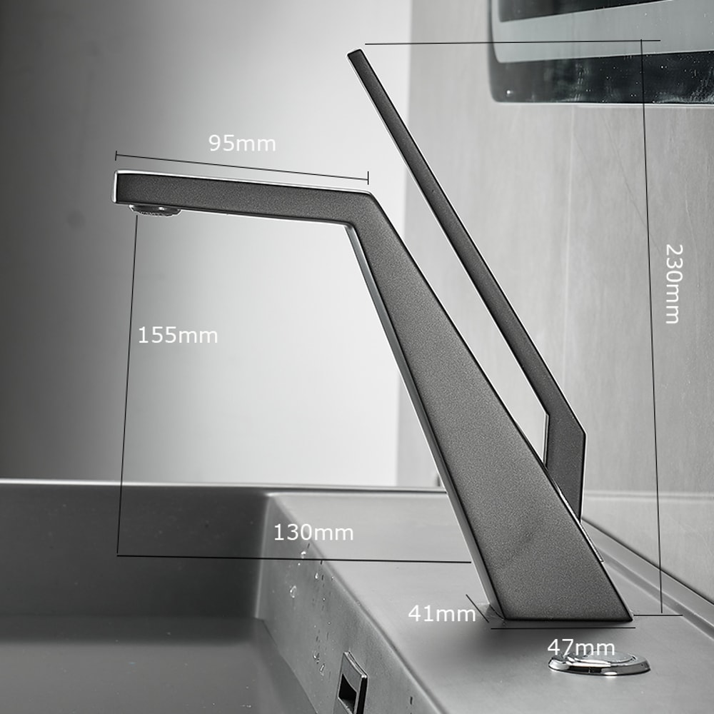 Black Chrome Waterfall Bathroom Faucet Single Handle Deck Mount Sink Mixer