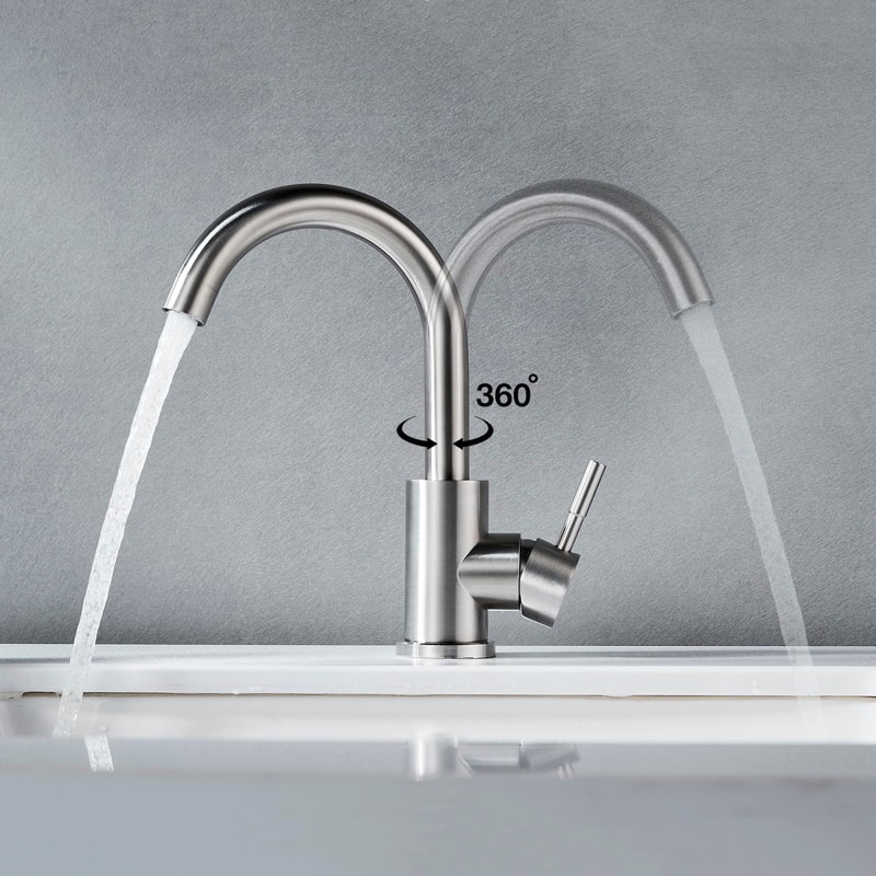 Stainless Steel Single Hole Bathroom Sink Faucet Modern Basin Mixer Tap 2