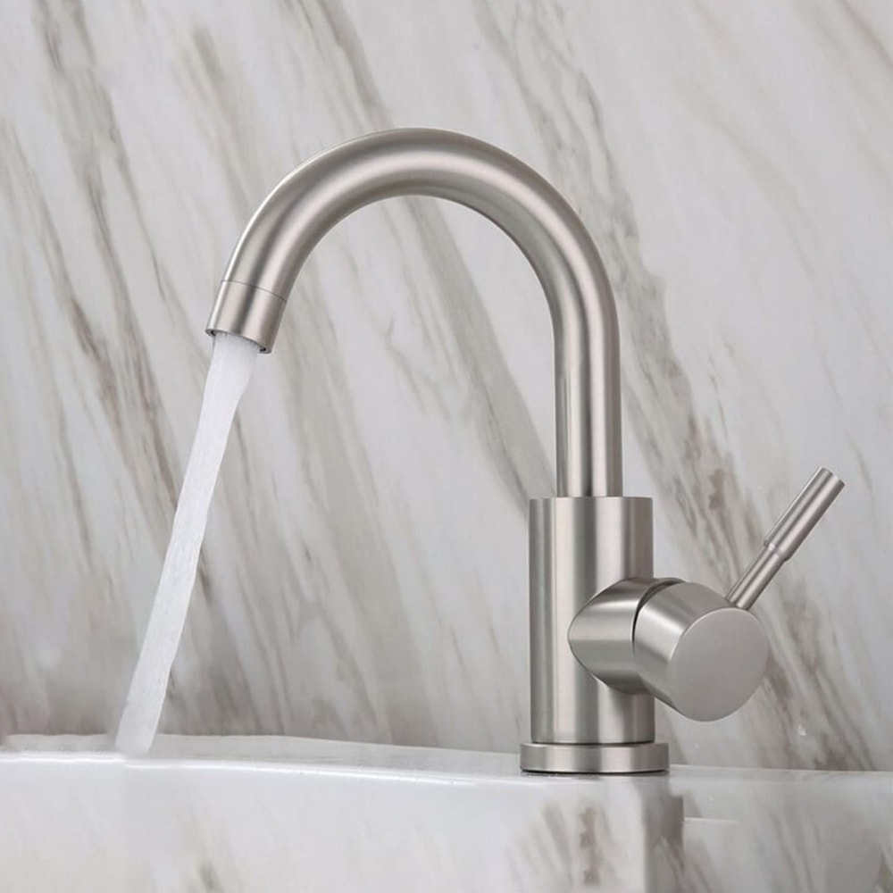Stainless Steel Single Hole Bathroom Sink Faucet Modern Basin Mixer Tap 5