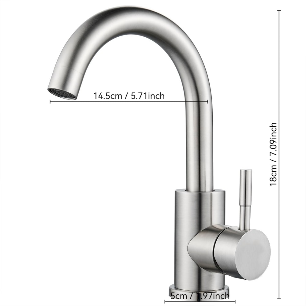 Stainless Steel Single Hole Bathroom Sink Faucet Modern Basin Mixer Tap 4