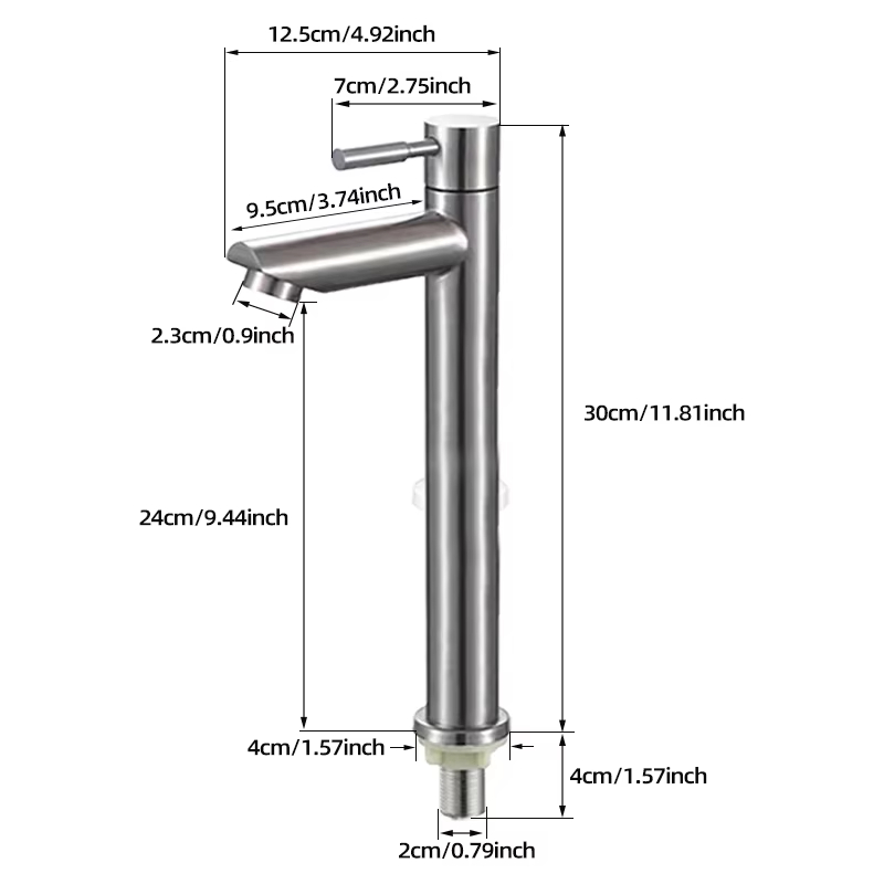 Stainless Steel Single Cold Faucet For Bathroom Or Utility Sink 3