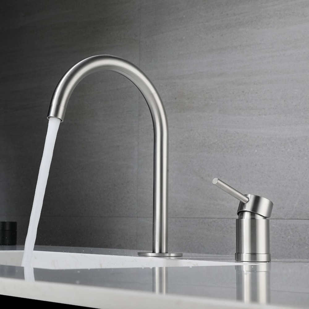 Stainless Steel Widespread Bathroom Faucet For Sink In Brushed Nickel Or Matte Black 0