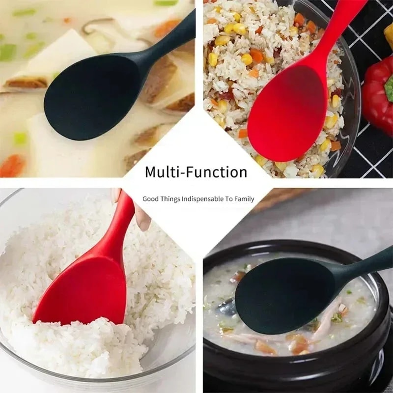 Silicone Cooking Spoon For Nonstick Pans Long Handle Serving And Mixing Spoon 4