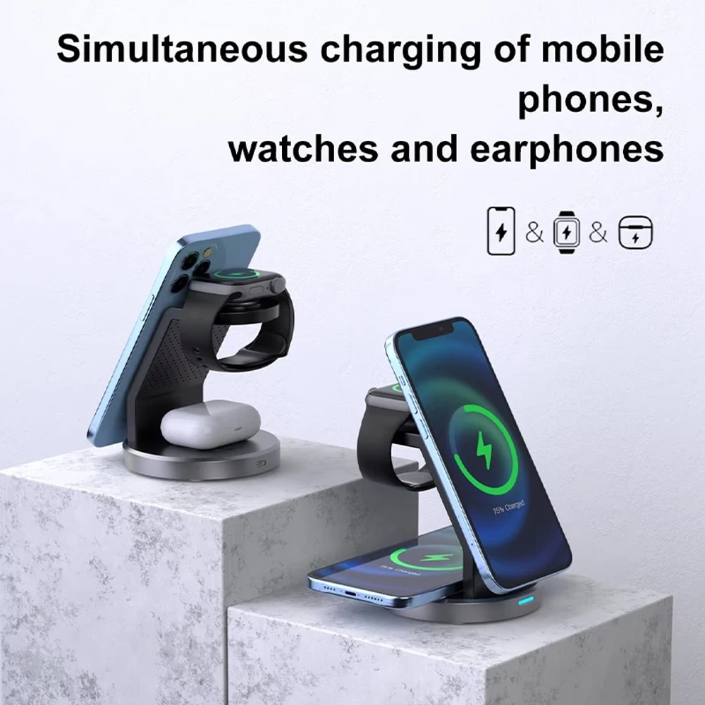 Wireless Charging Station Stand For Phone Watch And Earbuds 3