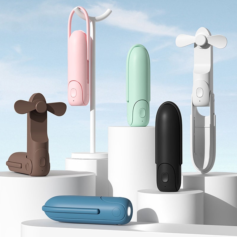 Mini Handheld Fan USB Rechargeable Pocket Travel Fan With Power Bank And Flashlight 0