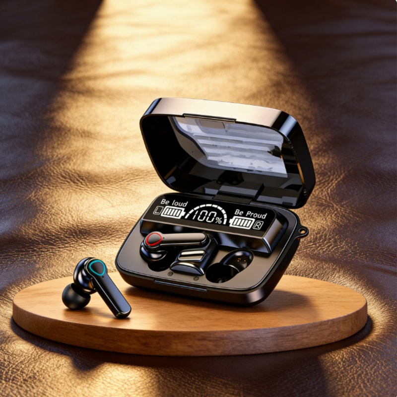 Bluetooth Wireless Earbuds with LED Display Touch Control and Mic