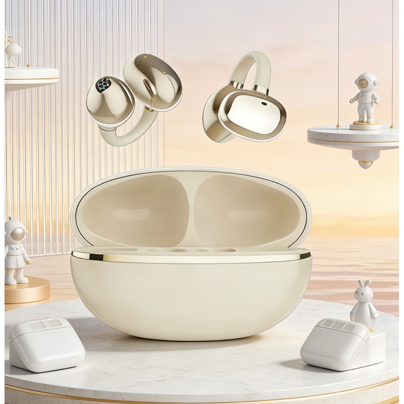 Open Ear Bluetooth Ear Clip Headphones with HD Call Mic