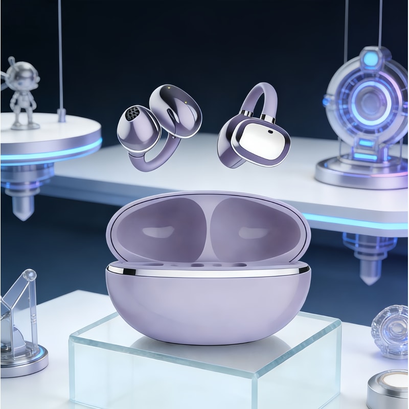 Open Ear Bluetooth Ear Clip Headphones with ENC Mic for Clear Calls
