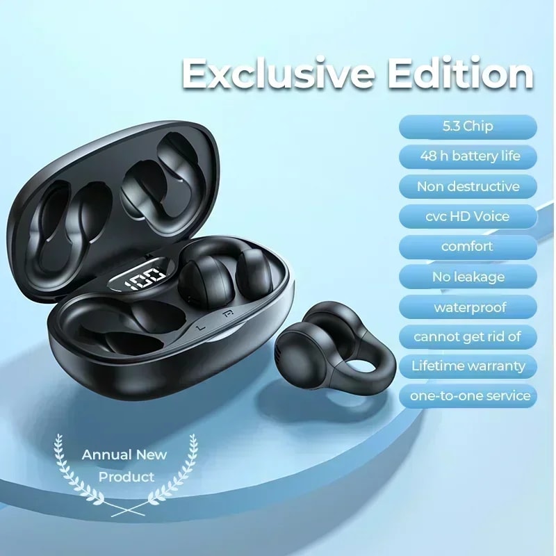 Wireless Earbuds with Noise Reduction Mic and LED Power Display