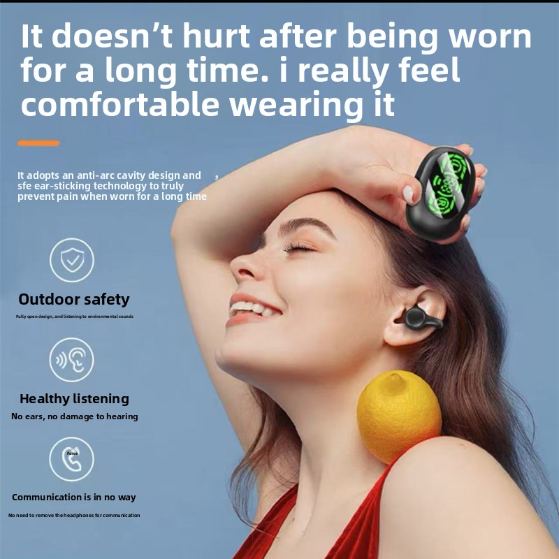 Open Ear Bluetooth Clip On Headphones With LED Display 1