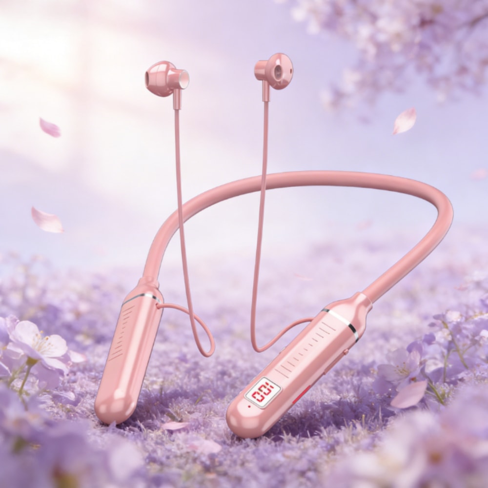 LED Neckband Bluetooth Headphones with Mic and TF Card Support