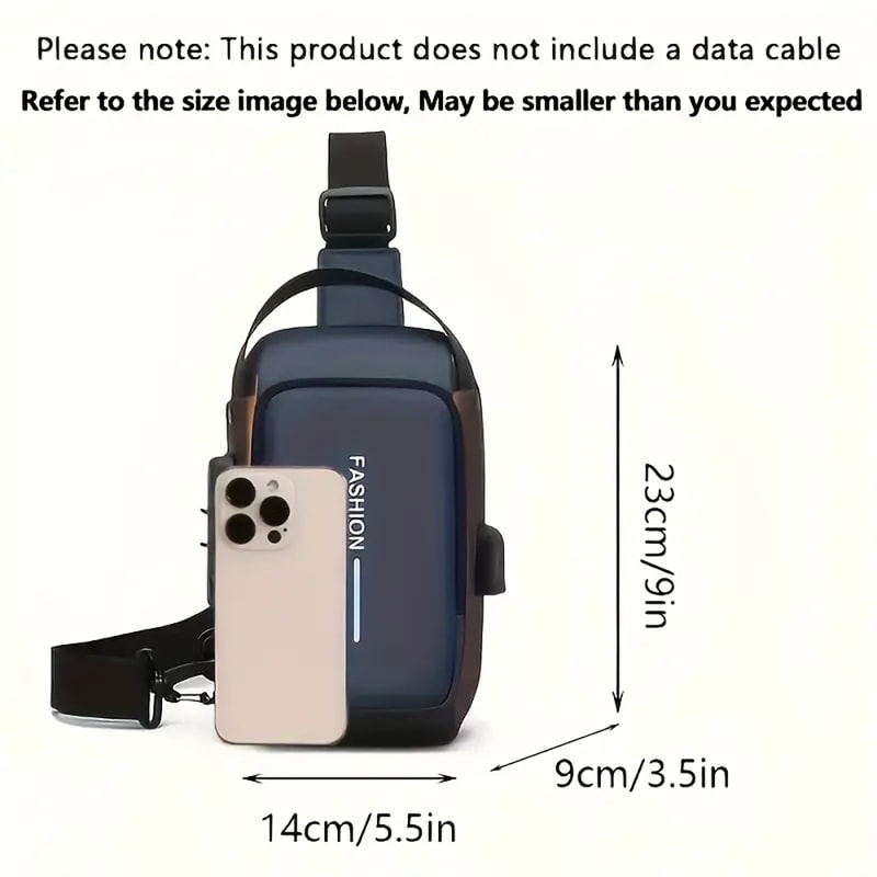 Stylish Mens Sling Bag Durable Oxford Fabric Crossbody Chest Pack with Phone Pocket and Zip Closure for Daily Commut