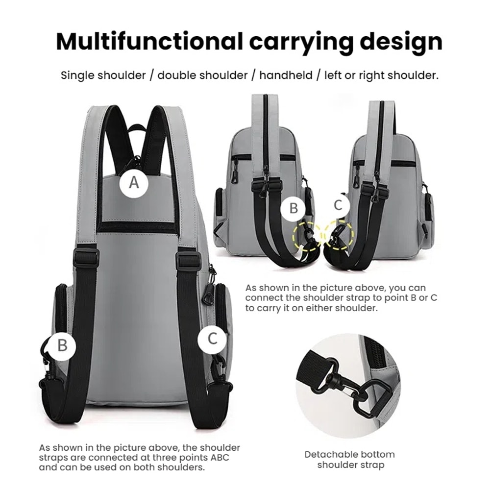 Multi Functional Mens Backpack for Outdoor Sports and Daily Commuting Oxford Mini Chest Bag