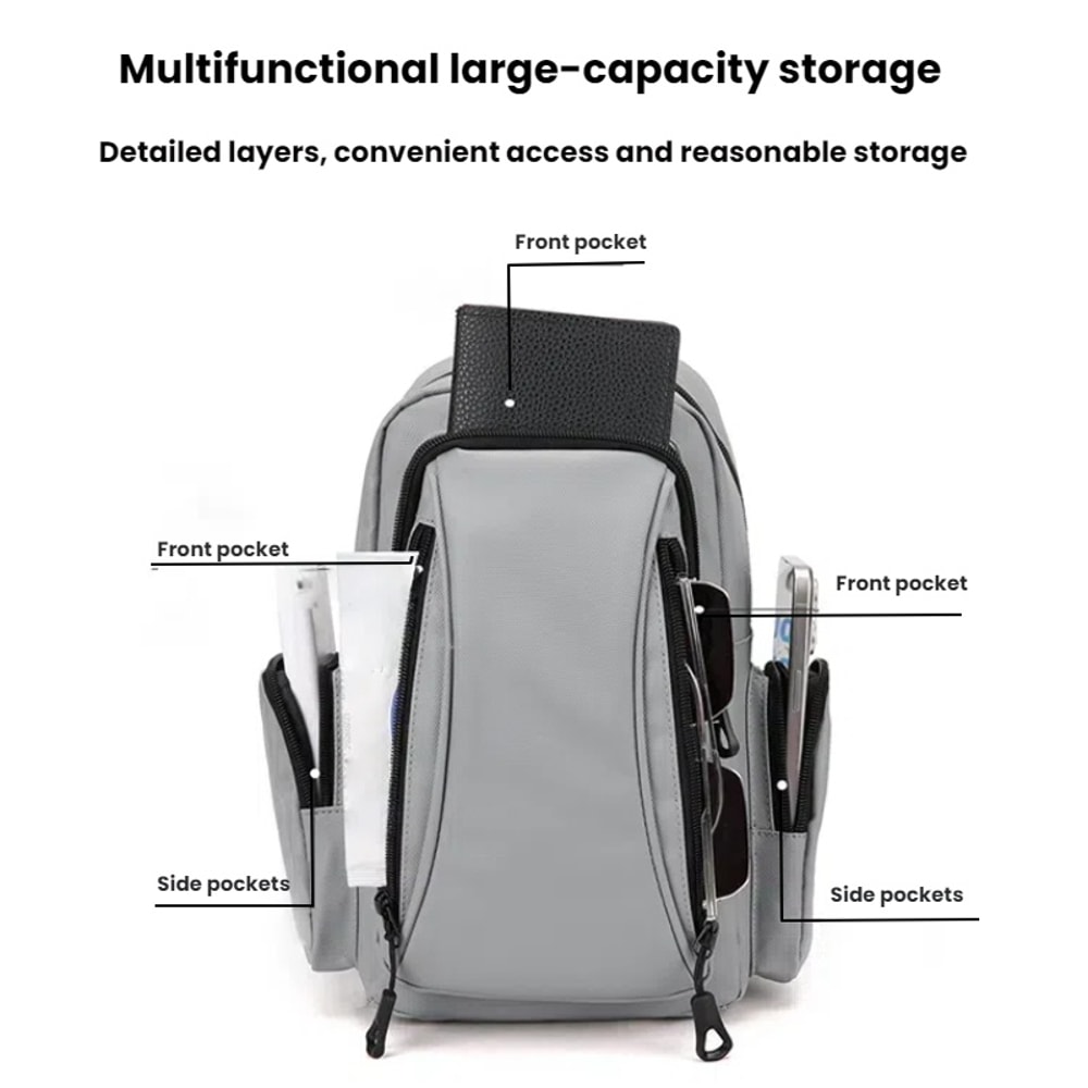 Multi Functional Mens Backpack for Outdoor Sports and Daily Commuting Oxford Mini Chest Bag