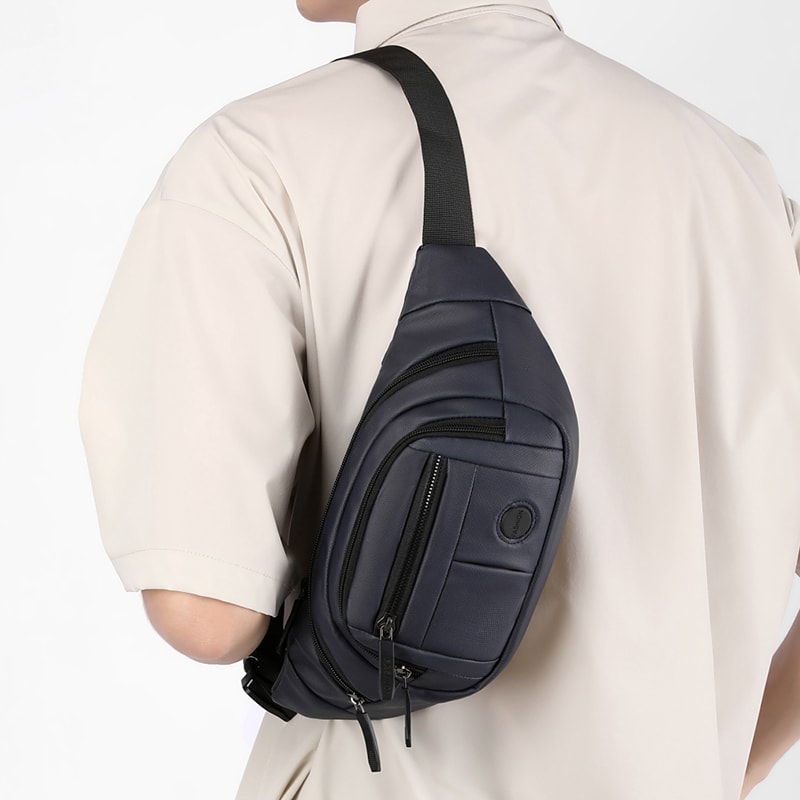 Multi Functional Mens Chest Bag Versatile Shoulder and Waist Bag for Business Sports and Commuting