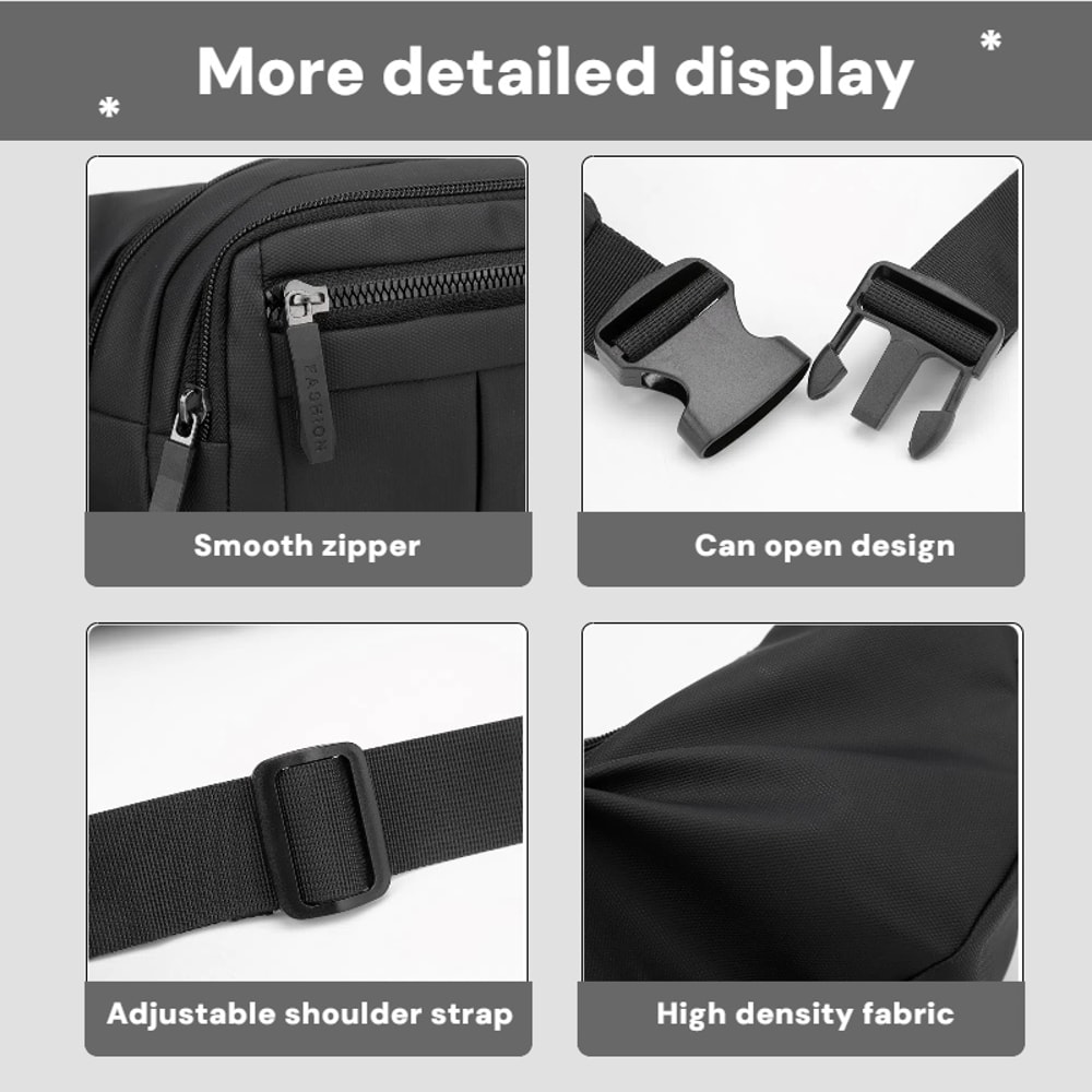Multi Functional Mens Chest Bag Versatile Shoulder and Waist Bag for Business Sports and Commuting