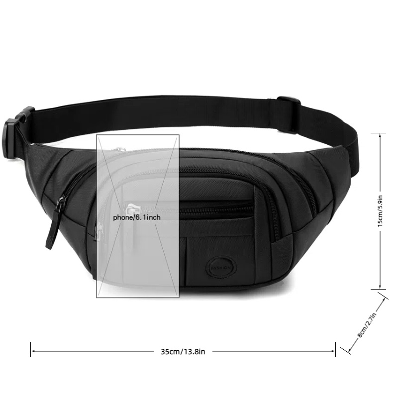 Multi Functional Mens Chest Bag Versatile Shoulder and Waist Bag for Business Sports and Commuting