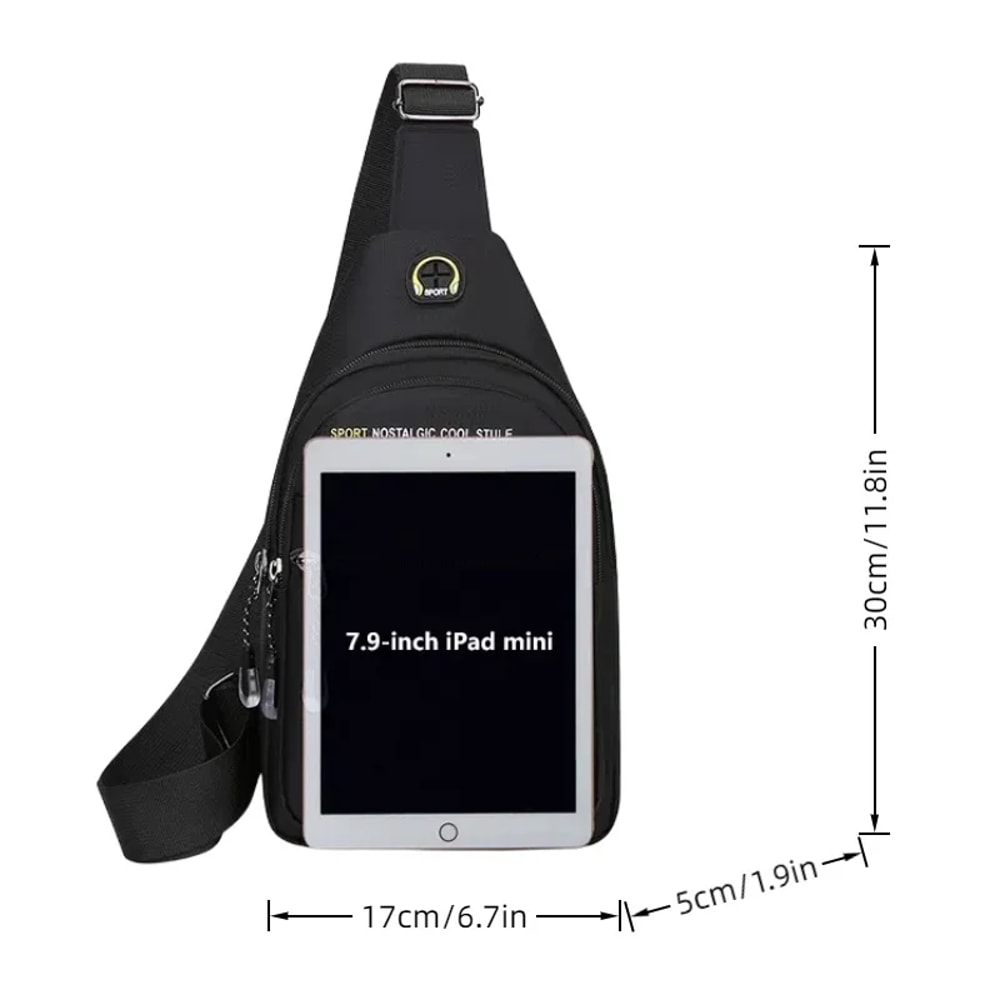 Mens Casual Shoulder Bag with Multiple Pockets Lightweight Multifunctional Chest Bag