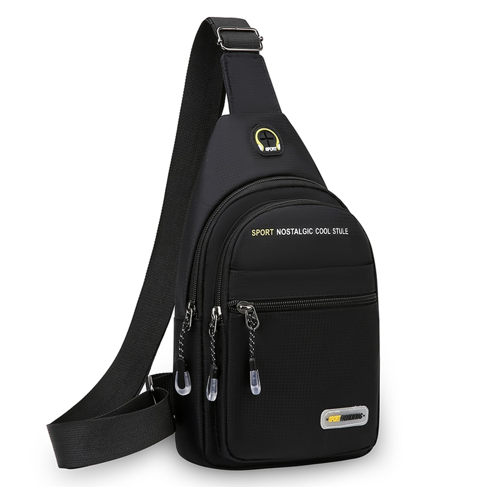 Mens Casual Shoulder Bag with Multiple Pockets Lightweight Multifunctional Chest Bag