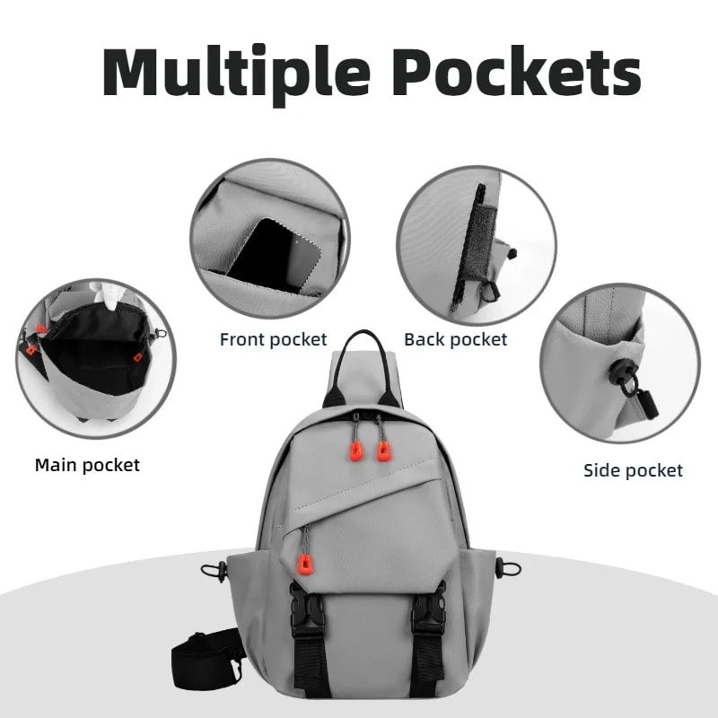 Mens Casual Chest Bag with Multiple Pockets Large Capacity for Running, Commuting & Daily Use