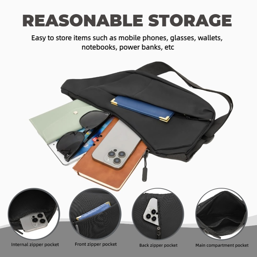 Fashionable Mens Shoulder Bag Adjustable Straps for Outdoor Sports Commuting and Daily Outings