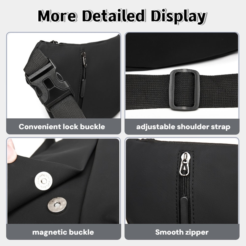 Fashionable Mens Shoulder Bag Adjustable Straps for Outdoor Sports Commuting and Daily Outings