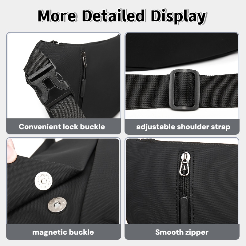 Fashionable Mens Shoulder Bag Adjustable Straps for Outdoor Sports Commuting and Daily Outings