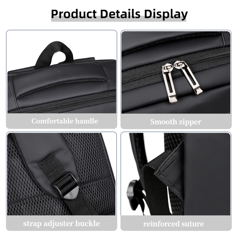 Mens Business Backpack Large Capacity Multi Compartment Laptop Bag For Work Travel 2