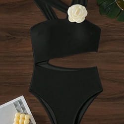 one shoulder push up cutout one piece swimsuit for women