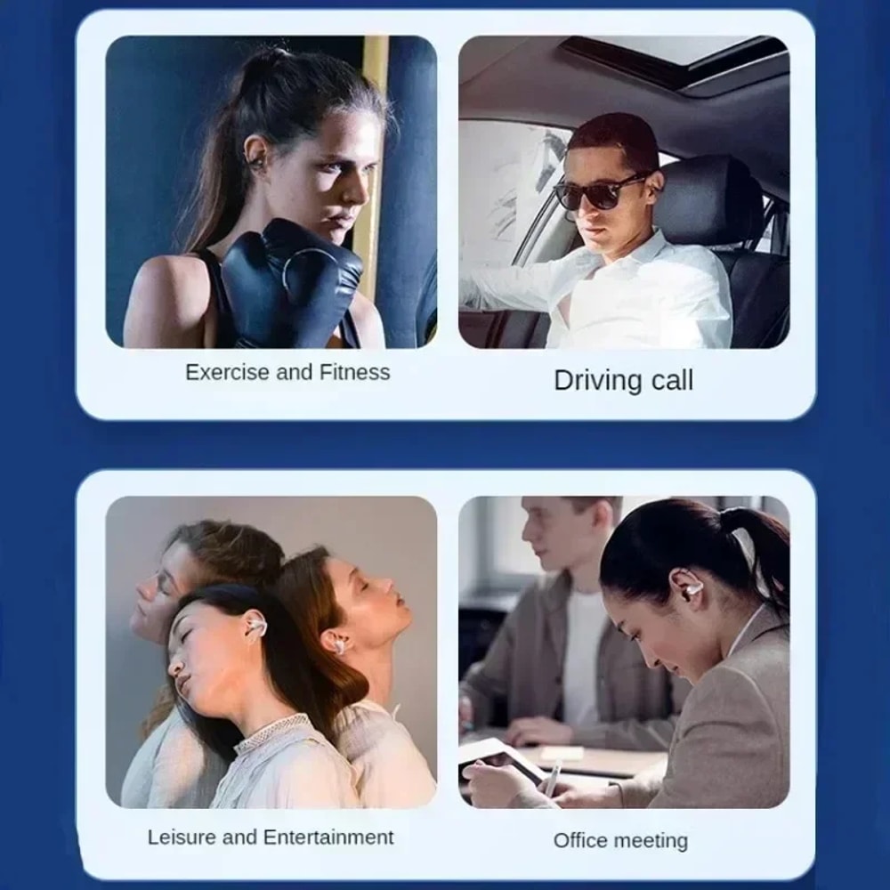 Wireless Bluetooth Headset Clip Ear Air Conduction Headphones for Sports Gaming Calls