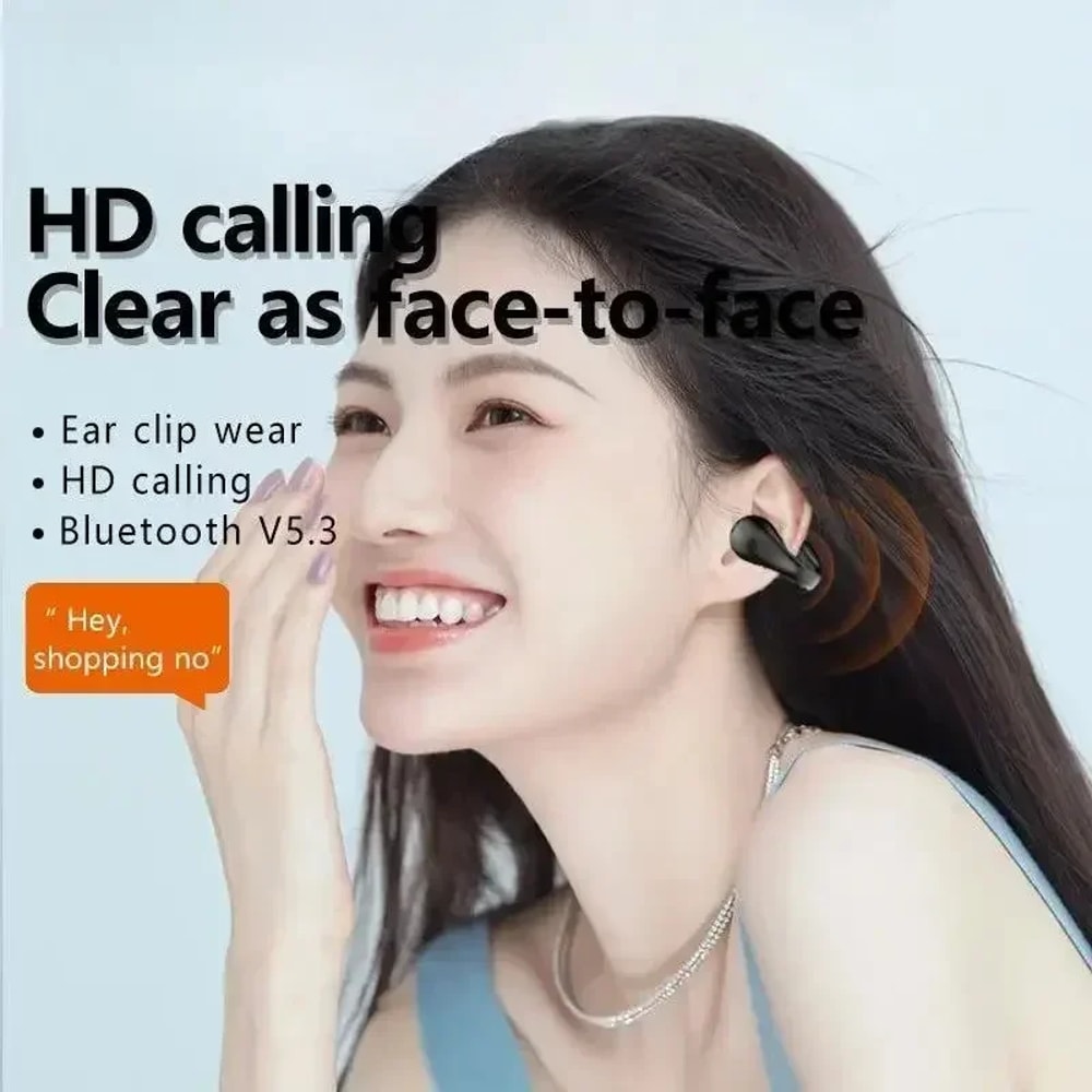 Open Ear Clip Wireless Bluetooth Earbuds for Running and Gaming