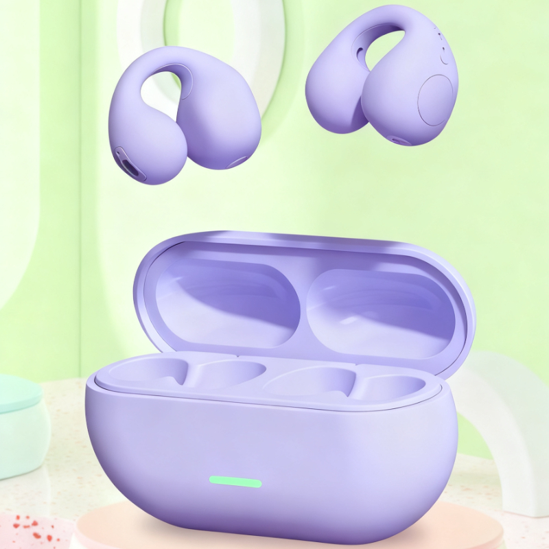 Open Ear Wireless Ear Clip Headphones with Noise Cancelling Mic