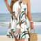 Floral Halter Neck Boho Summer Dress Backless Vacation Sundress 2