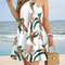Floral Halter Neck Boho Summer Dress Backless Vacation Sundress 2