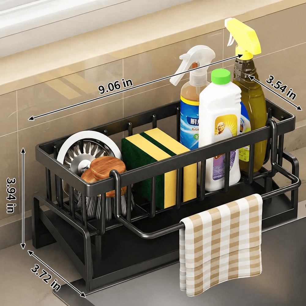 Tap Mounted Spice Shelf Sink Organizer With Drainage Rack 5