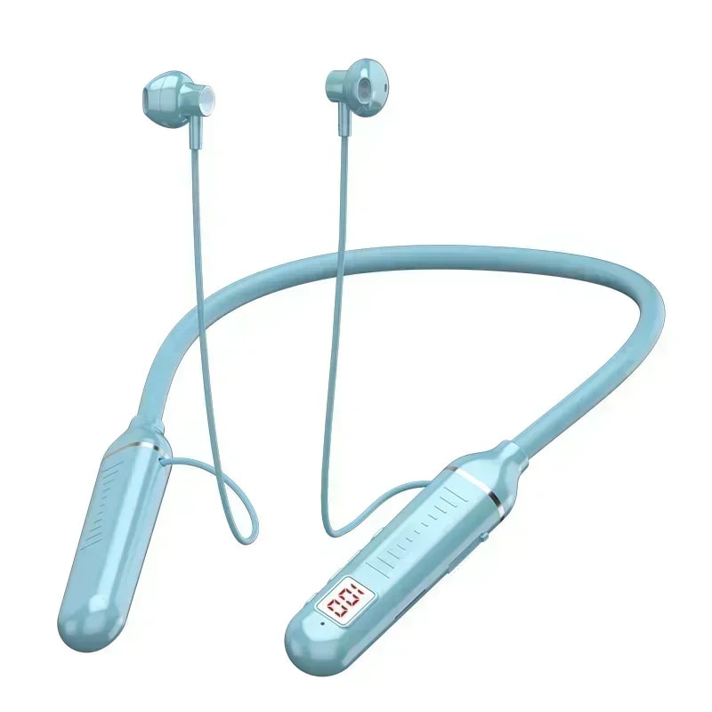 LED Neckband Bluetooth Headphones with Mic for Sports and Gaming