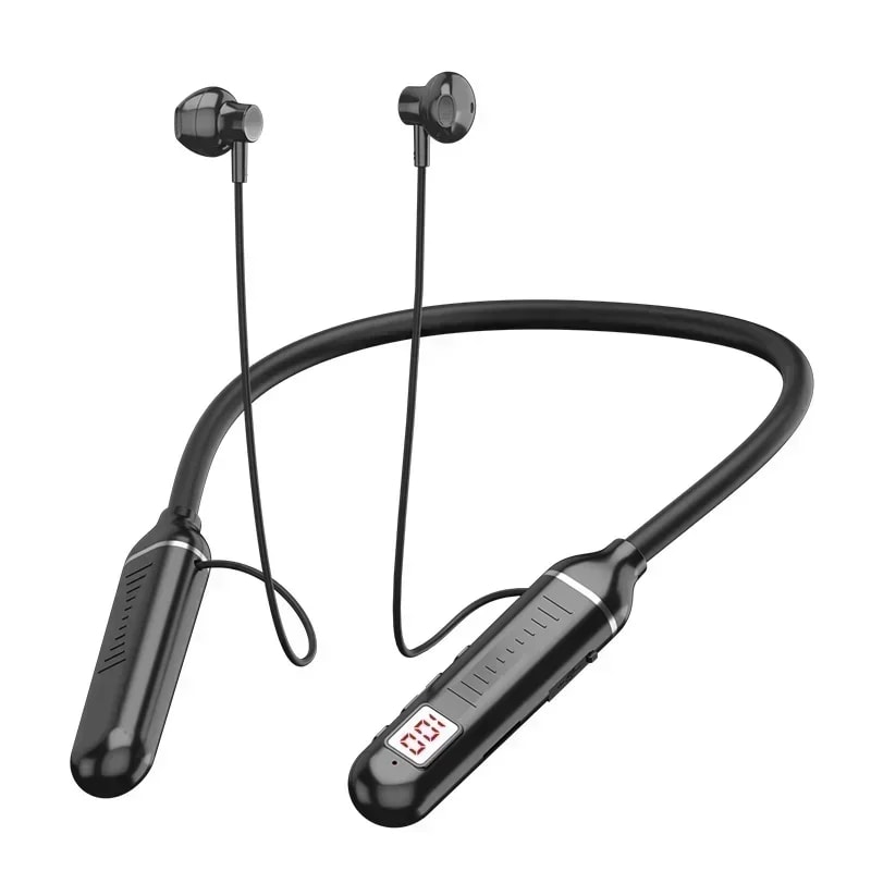 LED Neckband Bluetooth Headphones with Mic for Sports and Gaming