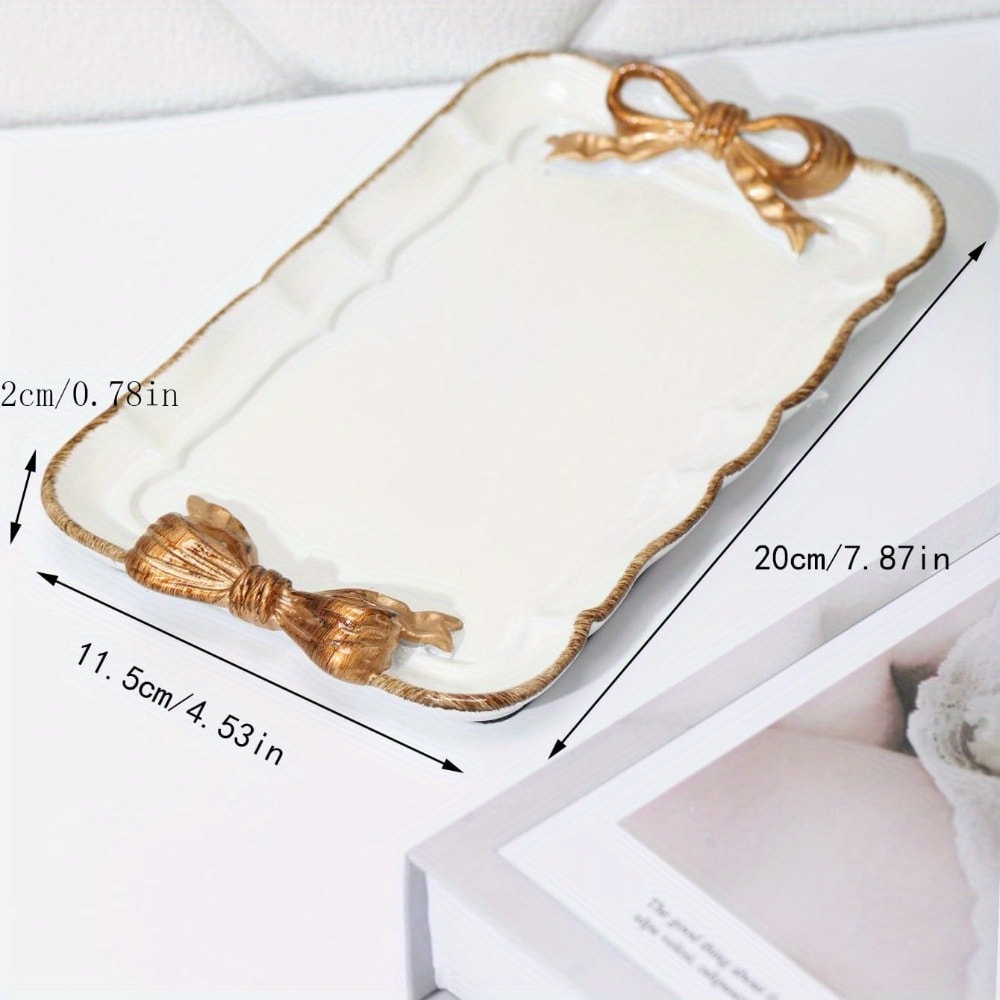 Elegant Bow Resin Dessert & Jewelry Tray Decorative Tray Organizer for Parties & Home