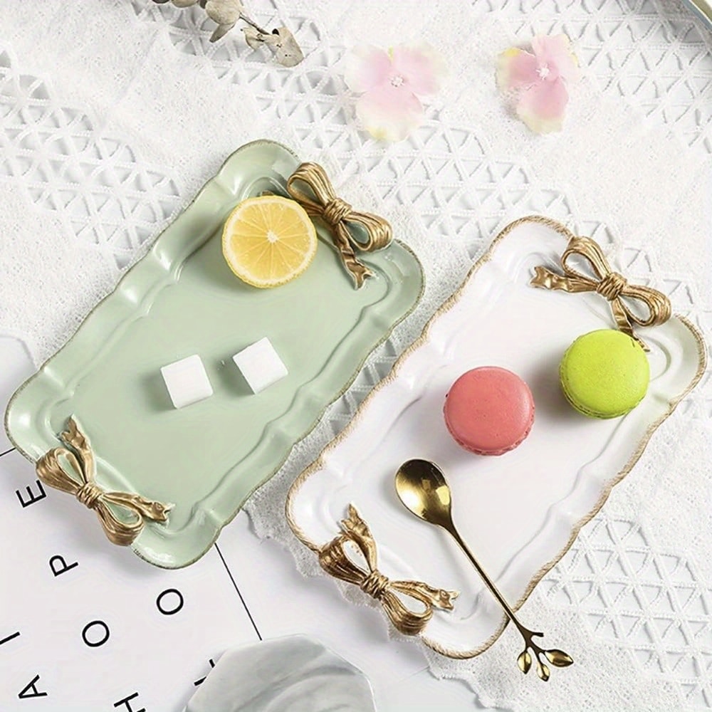 Elegant Bow Resin Dessert & Jewelry Tray Decorative Tray Organizer for Parties & Home