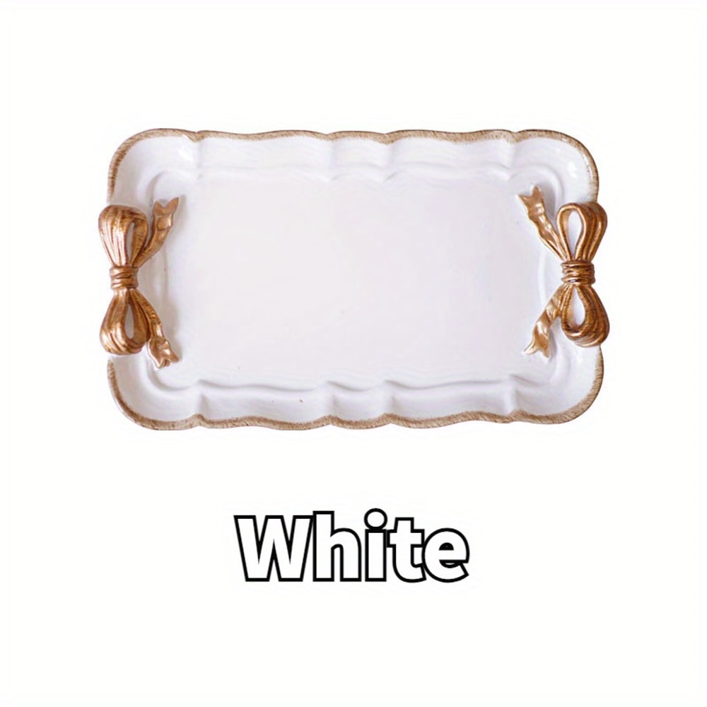 Elegant Bow Resin Dessert & Jewelry Tray Decorative Tray Organizer for Parties & Home