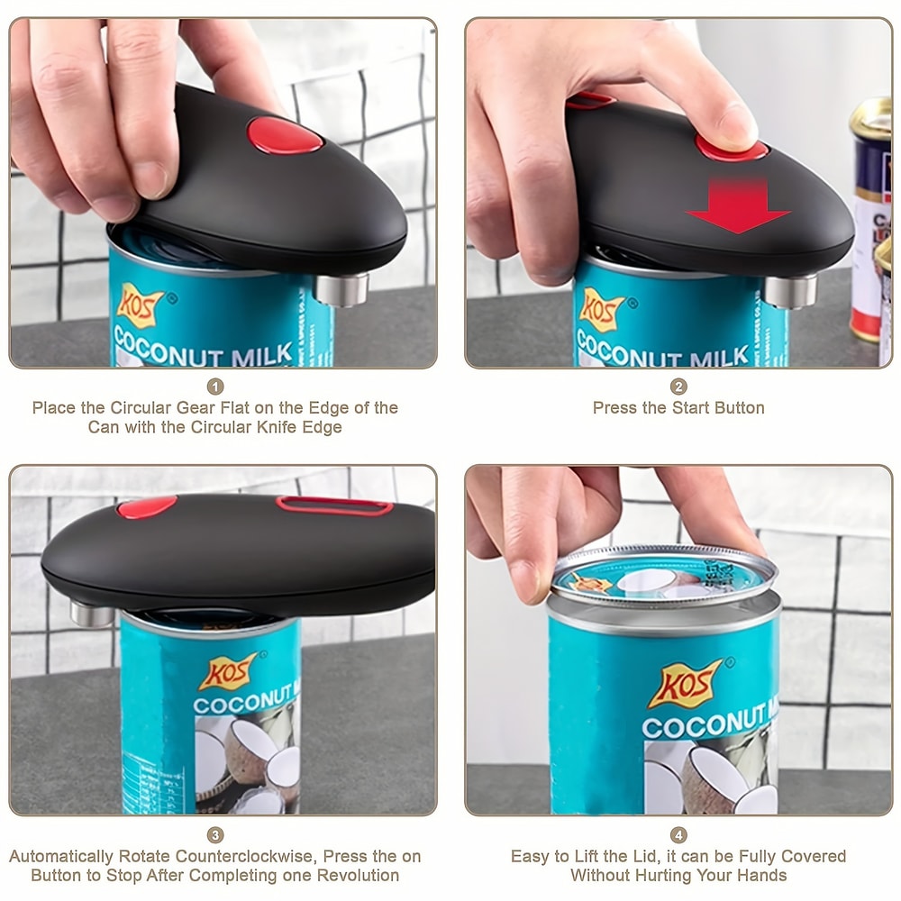 One Touch Electric Can Opener for Seniors Hands Free Portable Kitchen Tool