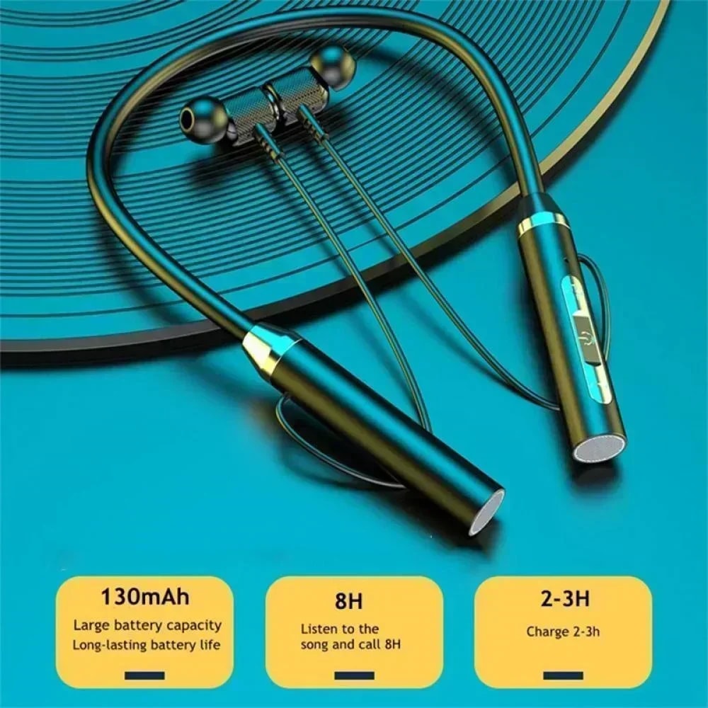 Sport Magnetic Bluetooth Neckband Headphones Wireless Running Earbuds with Noise Cancelling Mic